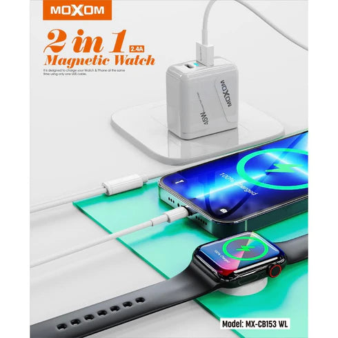 2 IN 1 Magnetic Watch Charger With Iphone Cable - MOXOM MX-CB153