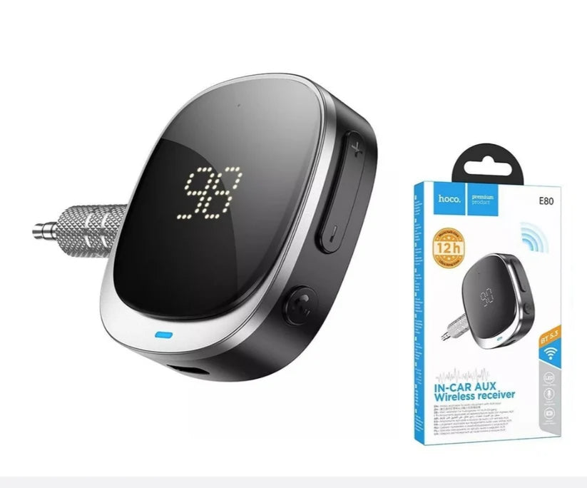 Hoco E80 Bluetooth V5.3 Car Receiver Adapter Transmitter 3.5mm AUX Jack