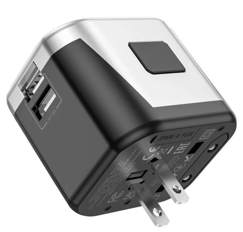 Hoco Universal Travel Plug with 2 USB Ports