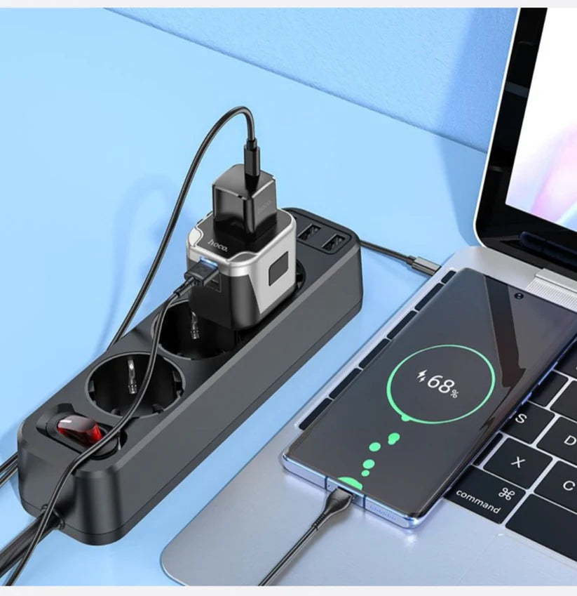 Hoco Universal Travel Plug with 2 USB Ports